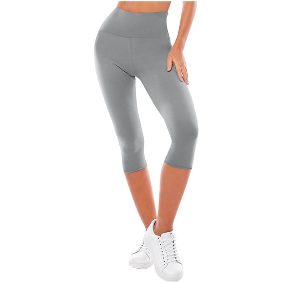 FNFYFH High Waisted Capri Leggings for Women Tummy Control Buttery Soft Yoga Pants Womens Gym Workout Running Leggings