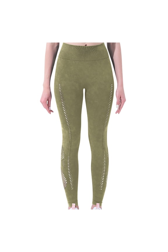 High Waisted Leggings for Women Tummy Control Butt Lifting Yoga Pants Solid Slim Fit Workout Legging 2025 Breathable Compression Pant Green L Clearance Sales
