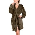 thumbnail image 1 of FNFYFH Hooded Bathrobe for Women Mid Length Premium Fleece Robe Plush Soft Spa Bath Robes with Pockets and Belt, 1 of 1