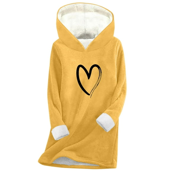 FNFYFH Hoodies for Women Thermal Fleece Liend Graphic Hoodie Hooded Pullover Sweatshirt Thickened Cozy Loungewear Winter Tunic Tops