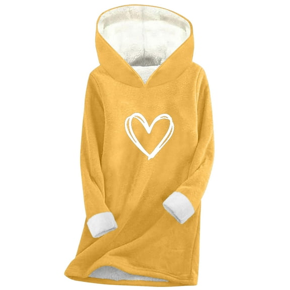 FNFYFH Hoodies for Women Thermal Fleece Liend Graphic Hoodie Hooded Pullover Sweatshirt Thickened Cozy Loungewear Winter Tunic Tops