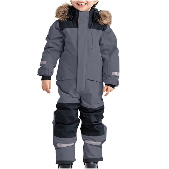 FNFYFH Kids One Pieces Ski Suits Jumpsuits Boys Girls' Winter Outdoor Snowboarding Waterproof Snowsuits Thick Snow Coveralls