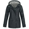 thumbnail image 1 of FNFYFH Ladies Waterproof Rain Jackets Lightweight Rain Coat with Hood Zip UP Jacket with Drawstring Winter Windproof Coat for Women Blue S-5XL Clearance Deals, 1 of 5