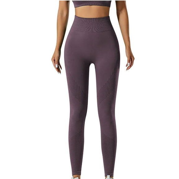 FNFYFH Leggings for Women High Waisted Seamless Yoga Pants Tummy Control Butt Lifting Workout Legging 2025 Stretch Compression Shaper Purple L