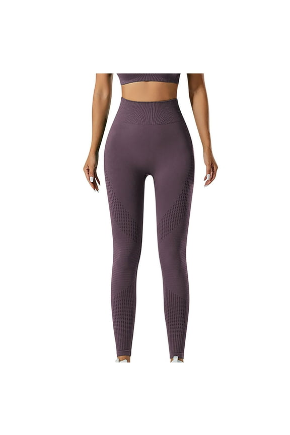 Leggings for Women High Waisted Seamless Yoga Pants Tummy Control Butt Lifting Workout Legging 2025 Stretch Compression Shaper Purple L