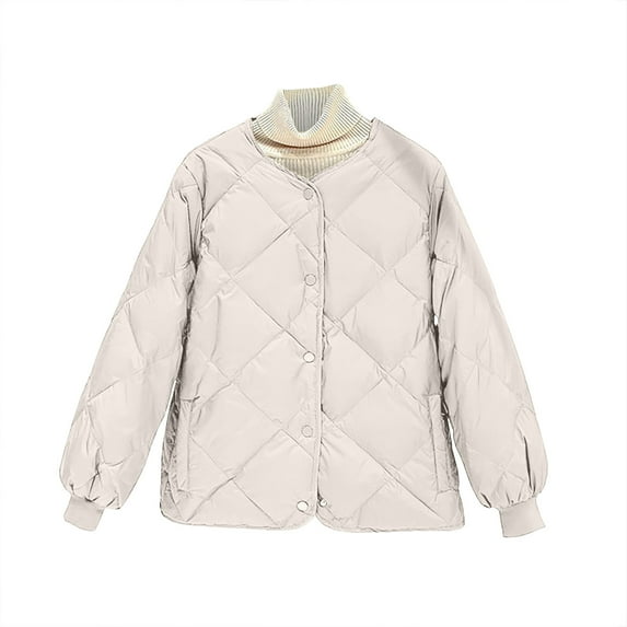 FNFYFH Lightweight Quilted Jackets for Women Packable Puffer Jacket Solid Color Winter Coat Plus Size Womens Clothing