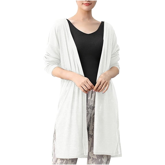 FNFYFH Long Cardigans for Women Open Front Long Sleeve Lightweight Cardigan Sweater Soft Side Split Duster