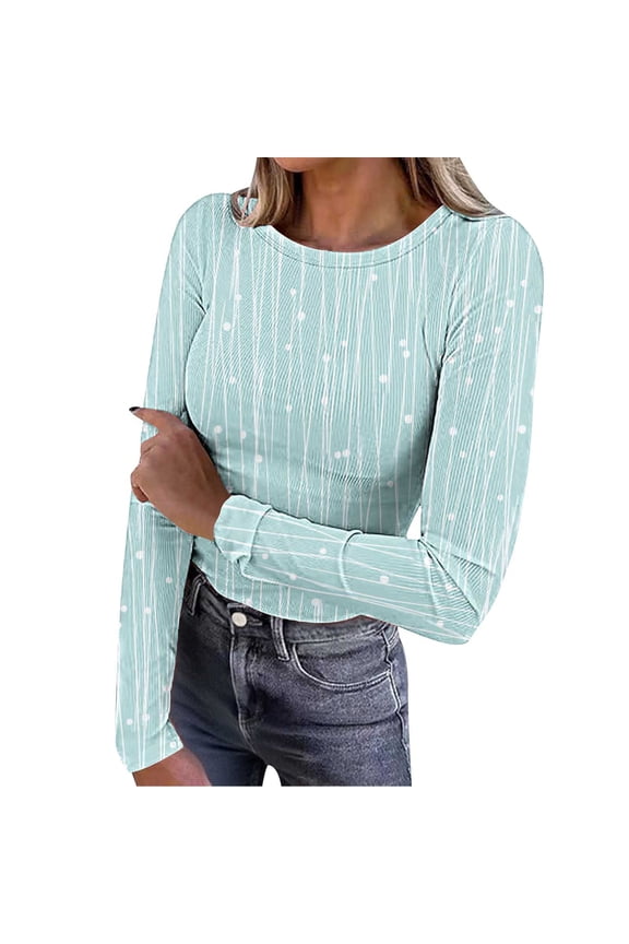 Long Sleeve Shirt for Women Soft Kit Tops Fall 2025 Crew Neck Casual Basic T-Shirts Floral Print Underscrubs