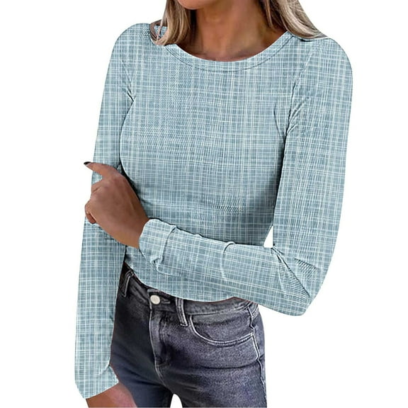 FNFYFH Long Sleeve Shirt for Women Soft Kit Tops Fall 2025 Crew Neck Casual Basic T-Shirts Floral Print Underscrubs