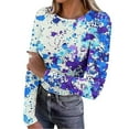 thumbnail image 1 of FNFYFH Long Sleeve Shirt for Women Soft Kit Tops Fall 2025 Crew Neck Casual Basic T-Shirts Floral Print Underscrubs, 1 of 8