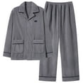 thumbnail image 1 of FNFYFH Men Big and Tall Fleece Pajama Set Long Sleeve Button Down Two Piece Sleepwear Soft Lounge Set, 1 of 3