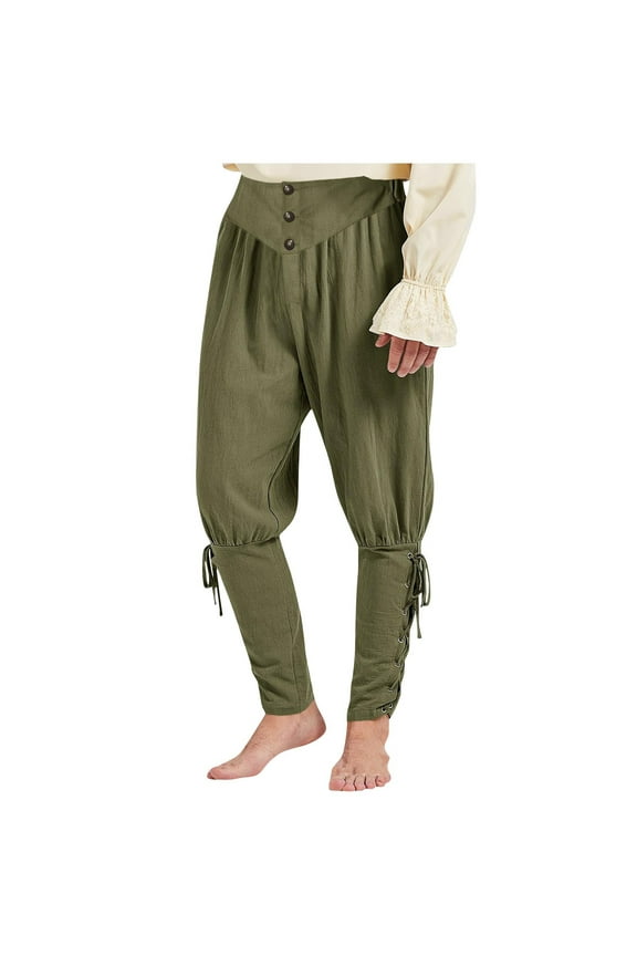 Men's Ankle Banded Pants Medieval Viking Navigator Pirate Costume Trousers Renaissance Gothic Pants