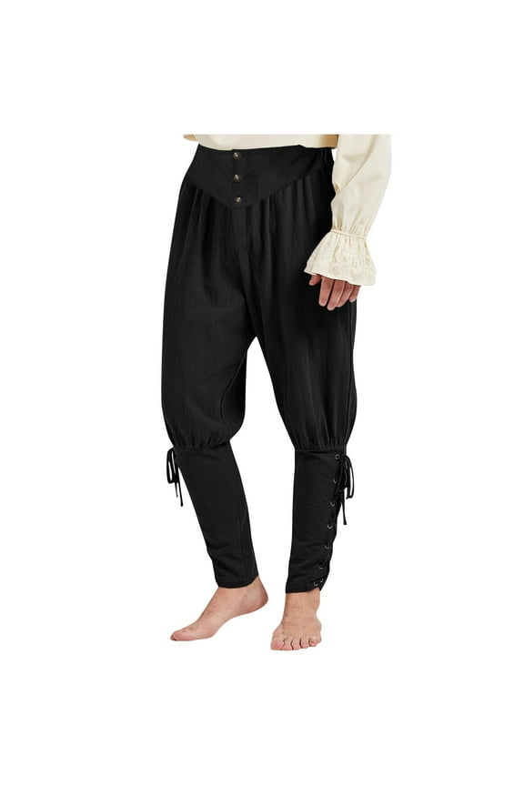 Men's Ankle Banded Pants Medieval Viking Navigator Pirate Costume Trousers Renaissance Gothic Pants