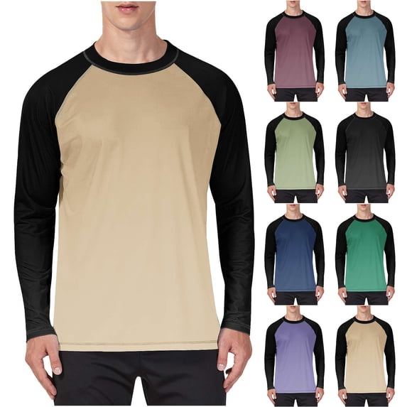 FNFYFH Men's Big and Tall Sun Protection Shirts UV SPF UPF 50+ Rash Guard Long Sleeve Lightweight Quick Dry Brethable Swimming Fishing Shirt
