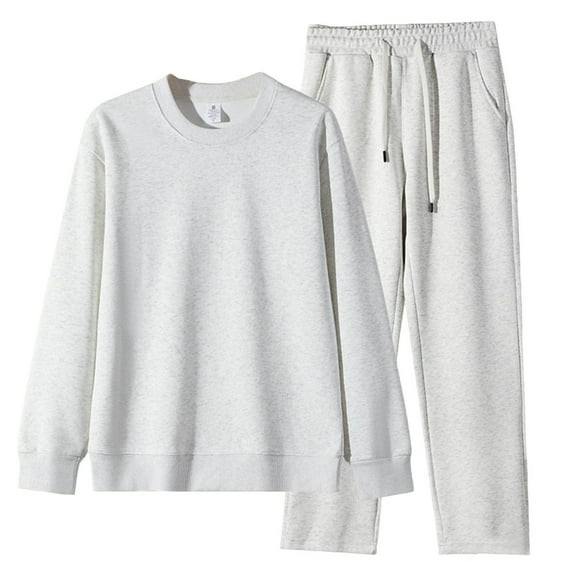 FNFYFH Men's Big and Tall Sweat Suits 2 Pieces Cotton Set Long Sleeve Crew Neck Sweatshirt Casual Sweatpants Sweatsuits Fall Outfits