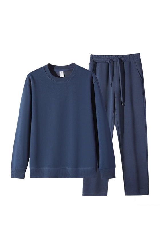 Men's Big and Tall Sweat Suits 2 Pieces Cotton Set Long Sleeve Crew Neck Sweatshirt Casual Sweatpants Sweatsuits Fall Outfits