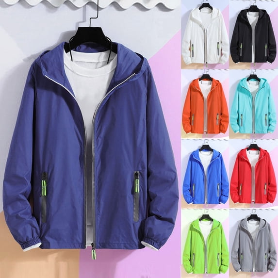 FNFYFH Men's Big and Tall UPF 50+ Sun Protection Hoodie Jacket Lightweight Full Zip Jackets Long Sleeve Shirts for Men Hiking Fishing