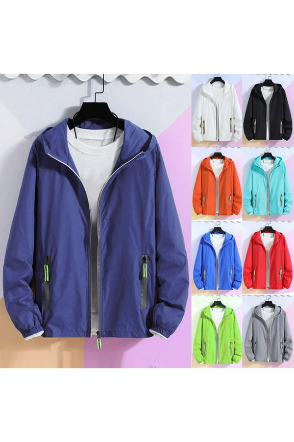 Men's Big and Tall UPF 50+ Sun Protection Hoodie Jacket Lightweight Full Zip Jackets Long Sleeve Shirts for Men Hiking Fishing