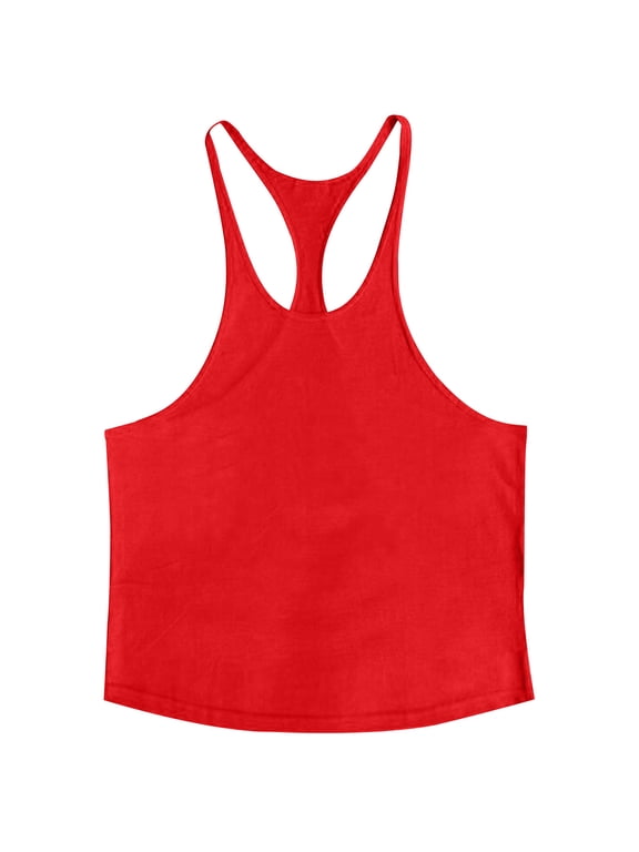 FNFYFH Men's Bodybuilding Stringer Tank Tops Y-Back Gym Fitness Workout Training Running T-Shirts Athletic Cotton Shirt