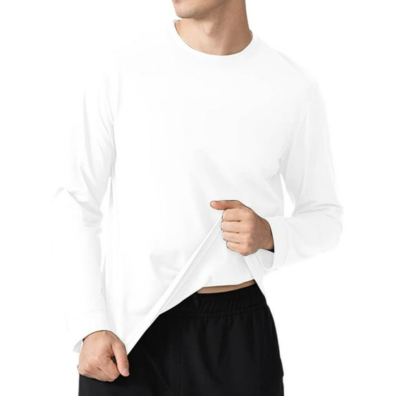 FNFYFH Men's Lightweight Workout Shirts Loose Fit Long Sleeve Crewneck Athletic Tops Basic Tee