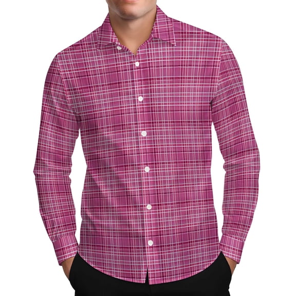 FNFYFH Men's Long Sleeve Slim Fit Shirt Plaid Button Dowm Shirts Stretch Poplin Dress Shirt