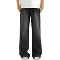 thumbnail image 1 of FNFYFH Men's Loose Fit Straight Leg Denim Jeans Baggy Wide Leg Plain Hip Hop Pants Y2K Skater Trousers Streetwear with Pockets, 1 of 6