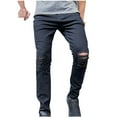 thumbnail image 1 of FNFYFH Men's Ripped Skinny Stretch Distressed Destroyed Slim Jeans Denim Pants Stacked Straight Leg Pants, 1 of 9
