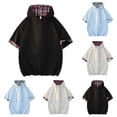 thumbnail image 1 of FNFYFH Men's Short Sleeve Hoodie Shirt Big and Tall Athletic Hoodies Dreawstring Hooded Workout T Shirts, 1 of 9