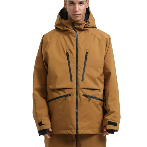 FNFYFH Men's Ski Jacket Winter Warm Snow Coat Waterproof Windbreaker Hooded Work Outerwear Snowboarding Jackets