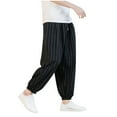 thumbnail image 1 of FNFYFH Men's Striped Harem Pants Big and Tall Elastic Waist Yoga Joggers Lightweight Loose Ankle Length Summer Beach Lounge Pants, 1 of 7