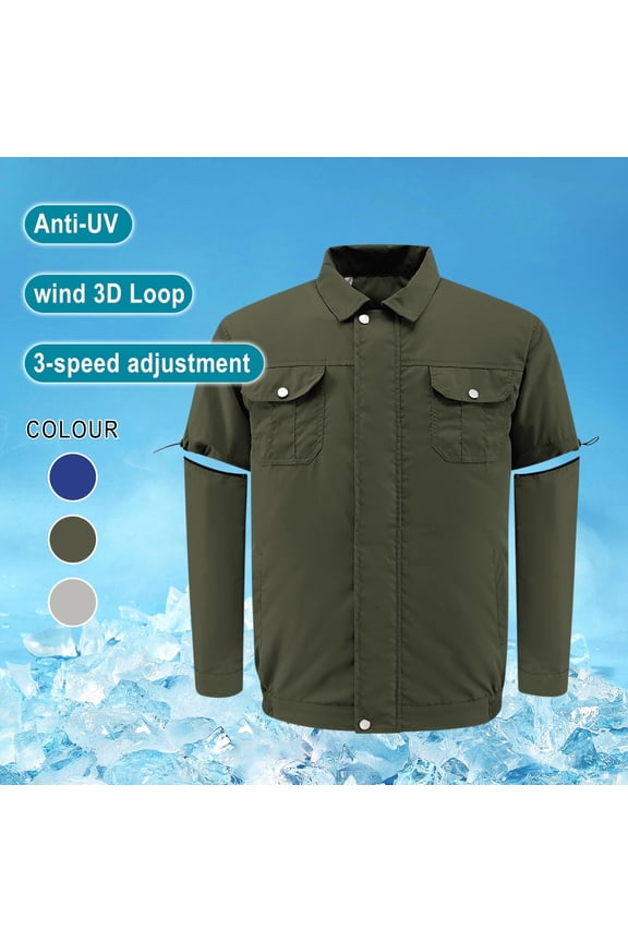 Mens Air Cooling Jacket Summer Cool Clothes Convertible Long Sleeve Air Conditioner Shirt for Working Outdoor