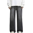 thumbnail image 1 of FNFYFH Mens Baggy Hip Hop Jeans Wide Leg Streetwear Jeans Loose Fit Y2K Skater Denim Pants, 1 of 5