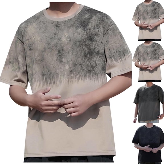 FNFYFH Mens Big and Tall Crew Neck T Shirts Lightweight Short Sleeve Tie Dye Shirt Quick Dry Athletic Workout T-shirt