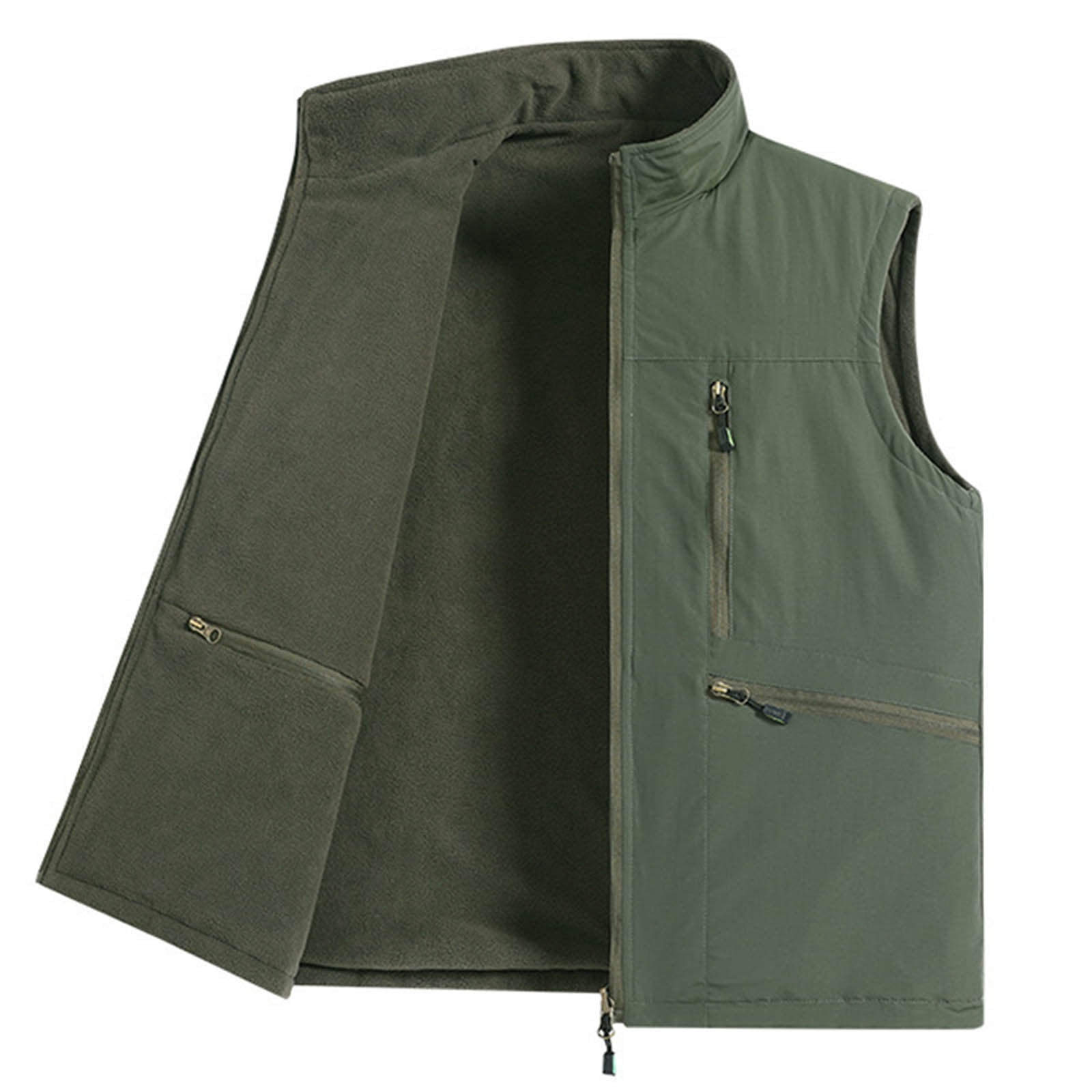 FNFYFH Mens Big and Tall Fleece Vest Zip Up Waterproof Work