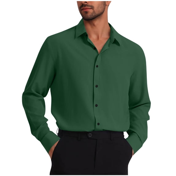 FNFYFH Mens Button Down Shirt Wrinkle Free Dress Shirts Long Sleeve Collared Shirts Casual Business Work Tops