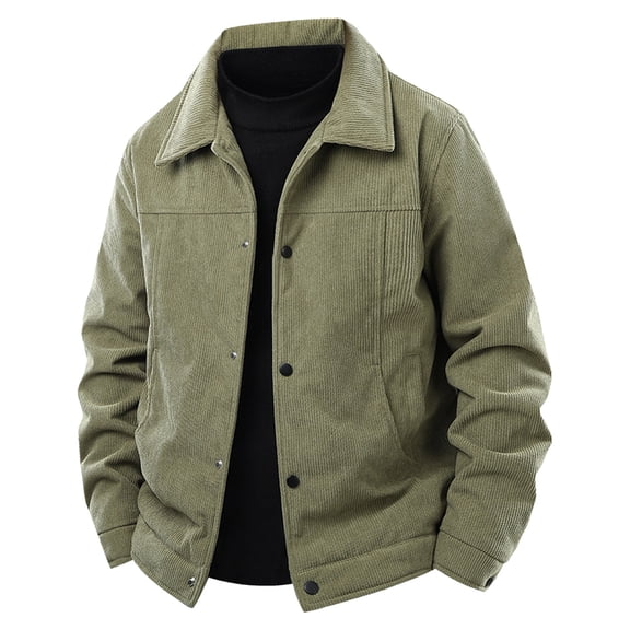 FNFYFH Mens Corduroy Jacket Big and Tall Fleece Lined Shacket Jackets Button Down Barn Jacket Warm Winter Coats