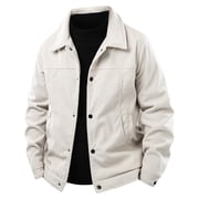 FNFYFH Mens Corduroy Jacket Big and Tall Fleece Lined Shacket Jackets Button Down Barn Jacket Warm Winter Coats