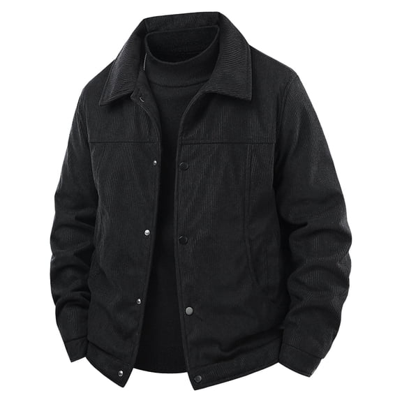 FNFYFH Mens Corduroy Jacket Big and Tall Fleece Lined Shacket Jackets Button Down Barn Jacket Warm Winter Coats