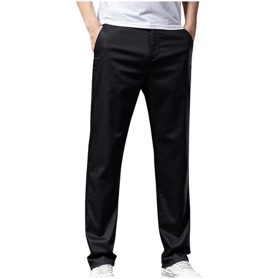 FNFYFH Mens Dess Pants Slim Fit Cotton Linen Pants Straight Leg Business Casual Pants with Pockets