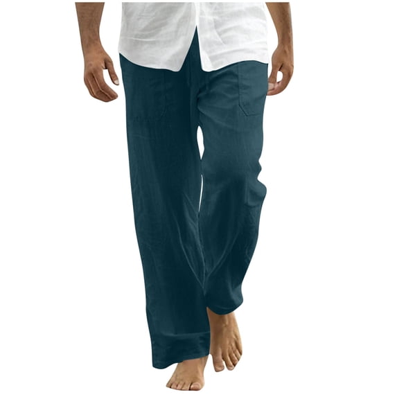 FNFYFH Mens Lightweight Baggy Pants Big and Tall Yoga Beach Pants Loose Fit Casual Summer Elastic Waist Drawstring Trousers with Pockets