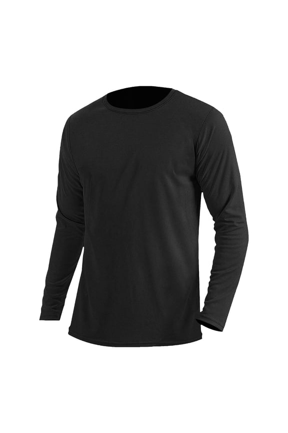 Mens Long Sleeve T Shirt Fitted Crewneck Plain Shirts Breathable Stretchy Base Layer Gear Athletic Undershirt Top
