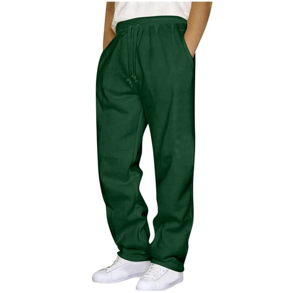 FNFYFH Mens Open Bottom Sweatpants with Pockets Drawstring Elastic Waist Lounge Sweat Pants Straight Leg Athletic Pants