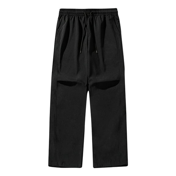 FNFYFH Mens Outdoor Pants Wide Leg Drawstring Hiking Pants Y2k Parachute Track Pants Streetwear Elastic Waist Baggy Sweatpants with Pockets