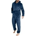 thumbnail image 1 of FNFYFH Mens Pajamas Set Warm Fleece Pajamas for Men with Fluffy Hoodie Ultra Soft Winter Sleepwear 2 Piece Lounge Set, 1 of 7