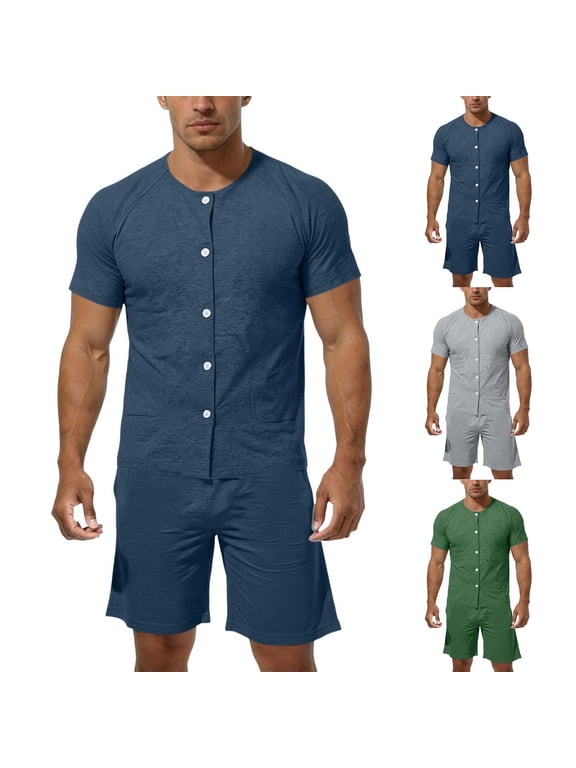 Mens Post Shoulder Surgery Shirt Tear Away Pajamas Set Fully Open Bedridden Patient Clothing Adaptive Hospital Gown Set