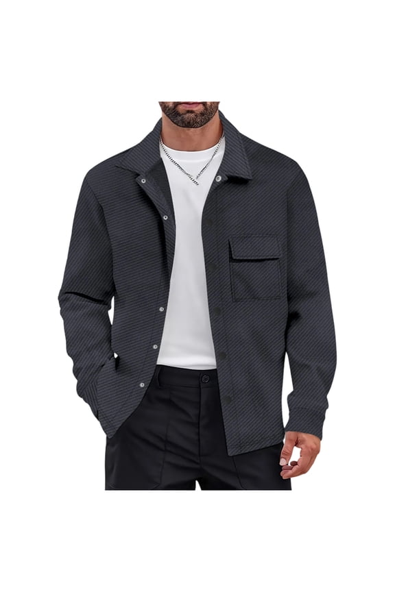 Mens Shirt Jacket Long Sleeve Button Down Shacket Jackets Lightweight Overshirts with Flap Pockets