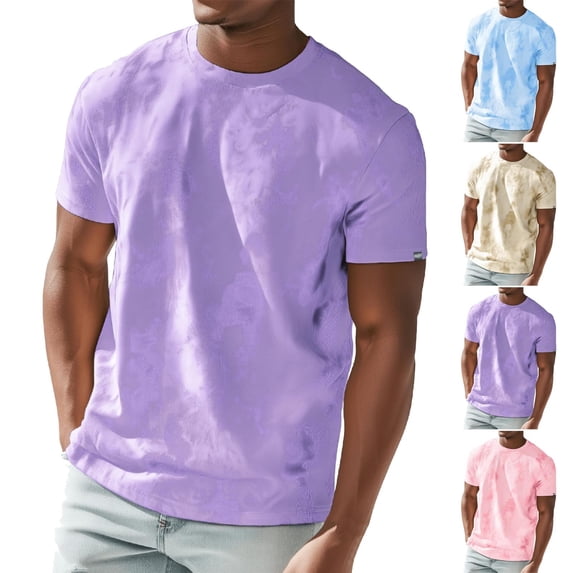 FNFYFH Mens Short Sleeve Crew Neck T-Shirt Tie Dye Casual Graphic Shirt Stretchy Athletic Tee Tops
