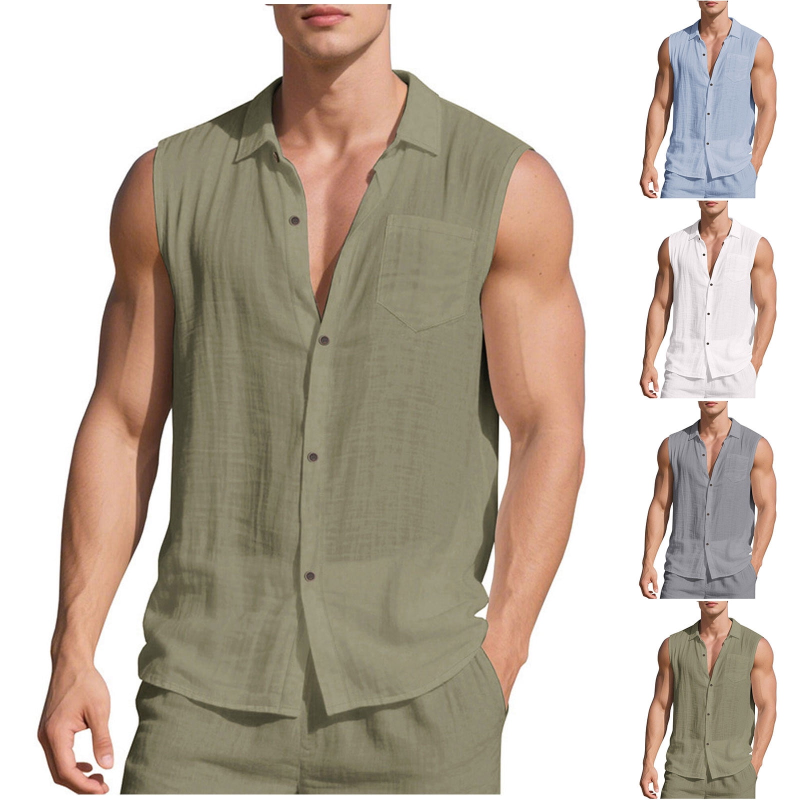 Extraordinary Mens Sleeveless Button Down Shirts Images