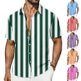 thumbnail image 1 of FNFYFH Mens Summer Striped Shirts Big and Tall Button Down Short Sleeve Shirt Vintage Beach Hawaiian Shirts, 1 of 8