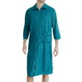 thumbnail image 1 of FNFYFH Mens Terry Cloth Robes Long Lapel Zip Up Nightgowns Soft 3/4 Sleeve Nightshirt Super Absorbent Bath Robe Quick Dry yet Warm, 1 of 1